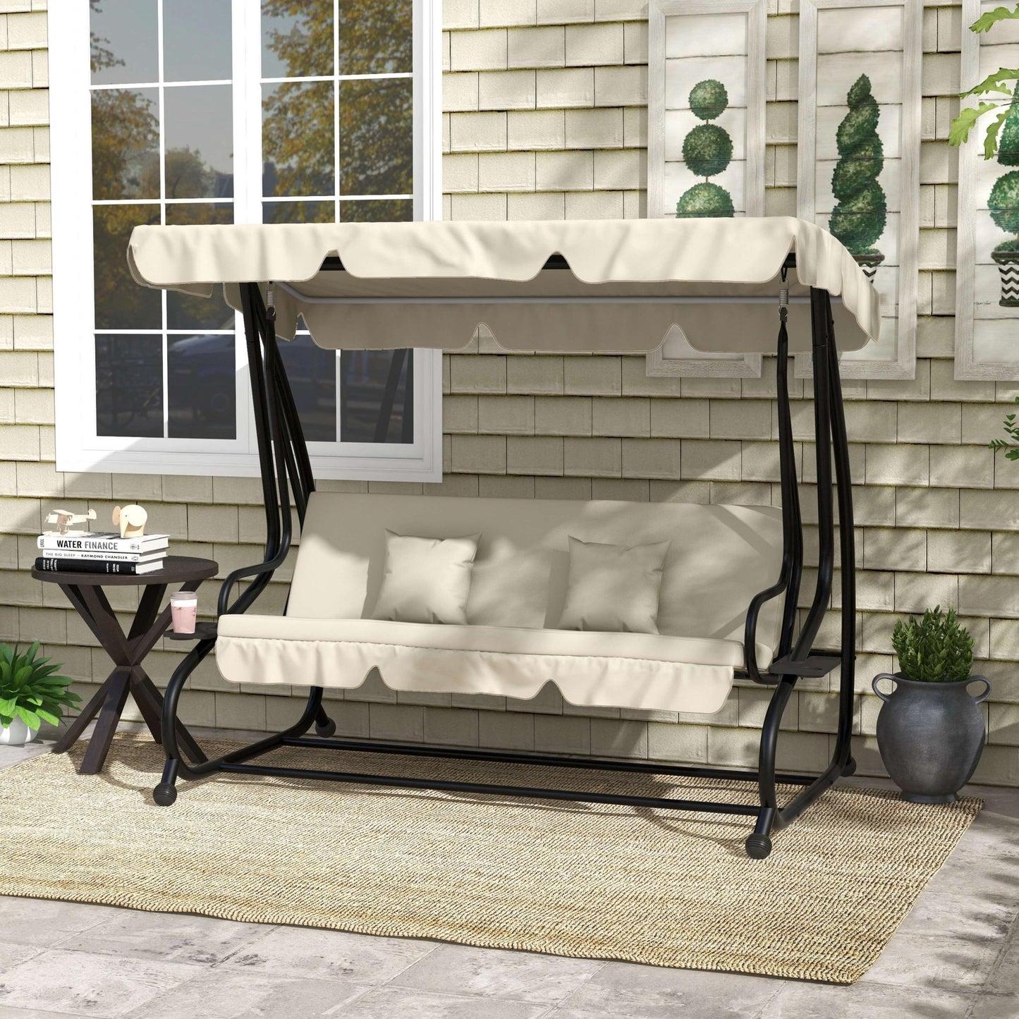 Convertible Three-Seater Swing Chair Bed