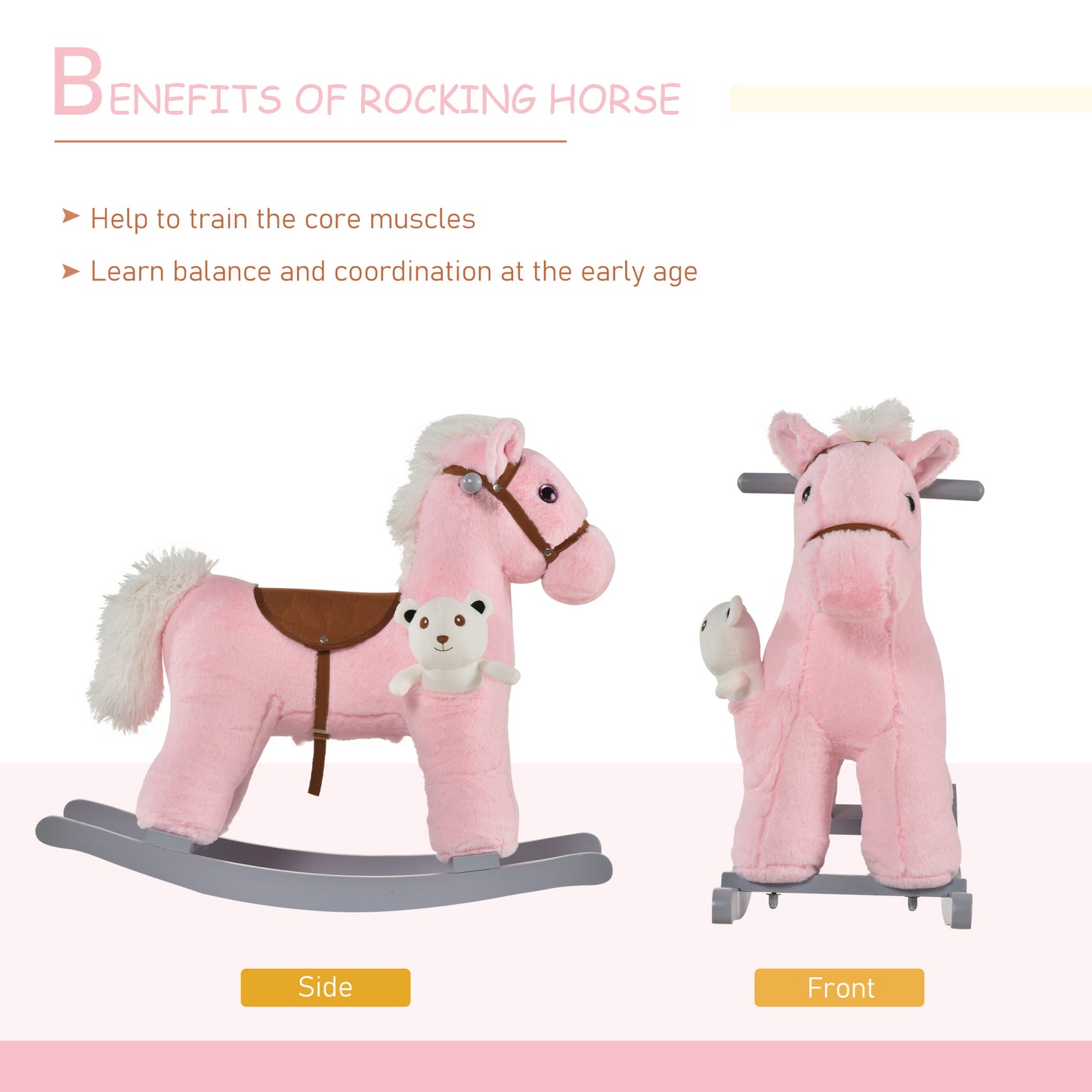 Kids Plush Ride-On Rocking Horse Toy Rocker