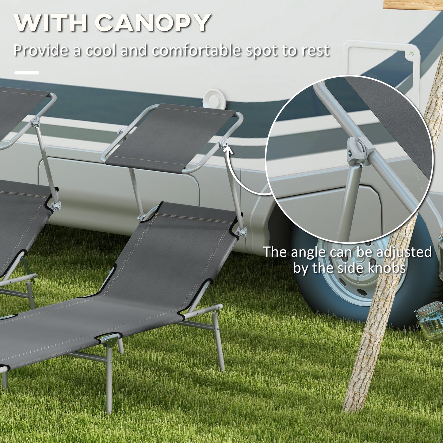 Folding Sun Lounger with Canopy
