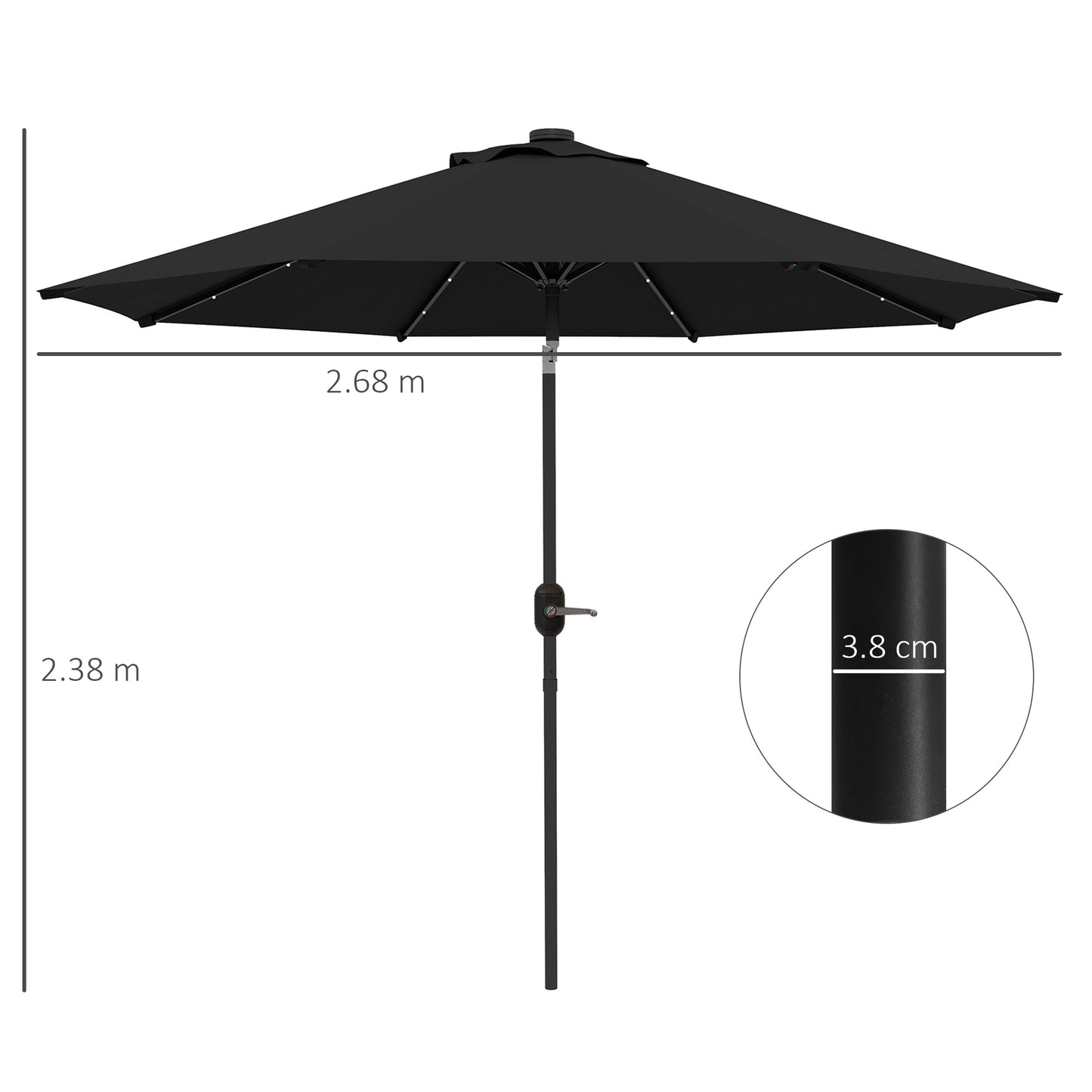 2.7m Outdoor Patio Garden Umbrella Parasol with Tilt Crank