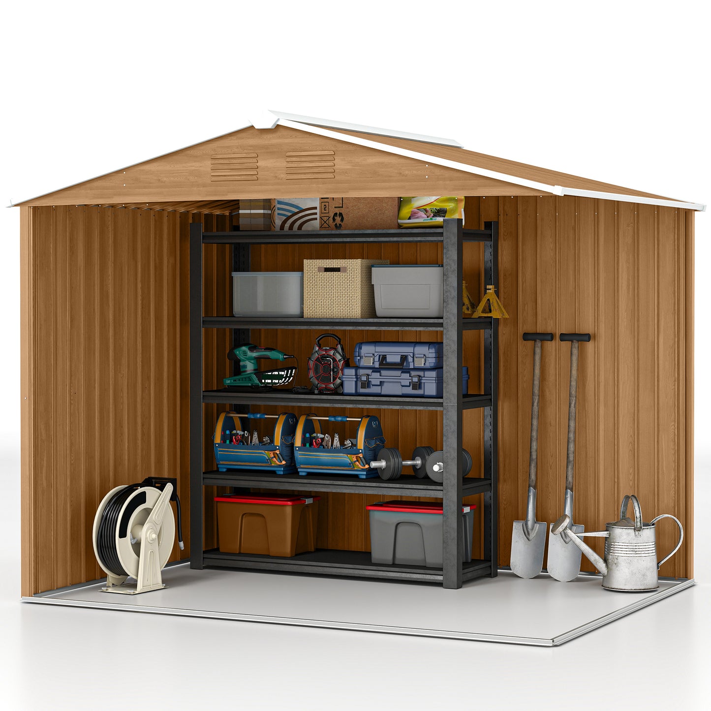 8 x 6ft Galvanised Steel Shed, with Double Door