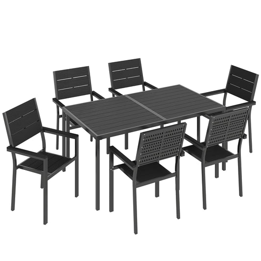 7 Pieces Outdoor Dining Set, Patio Table and Chairs for 6