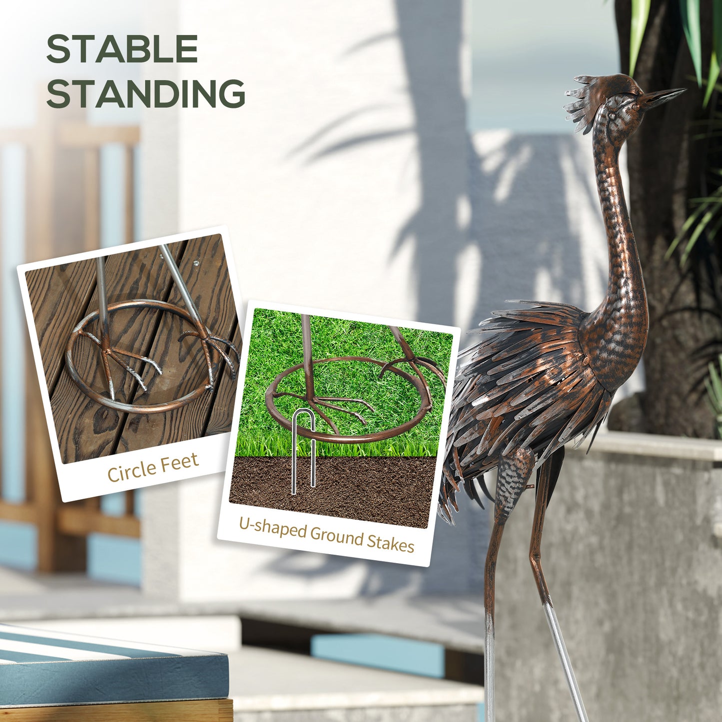 Heron Garden Statue, Standing Garden Ornament