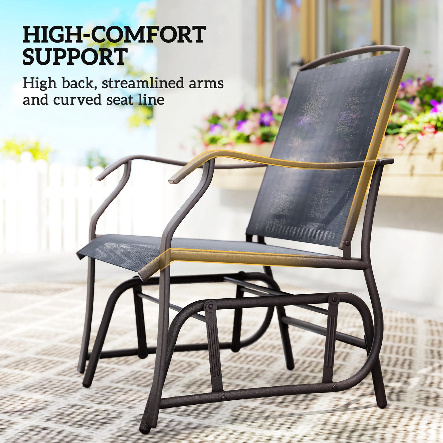 Glider Rocking Chair & Table Set 2 Single Seaters Rocker Garden
