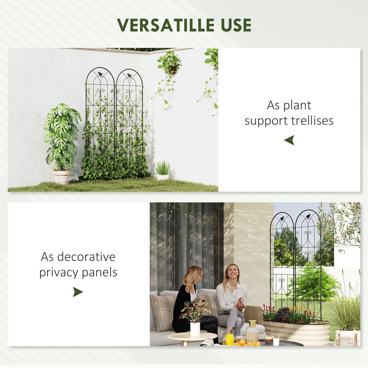 Set of 2 Garden Trellis, Metal Fence Panels (1)