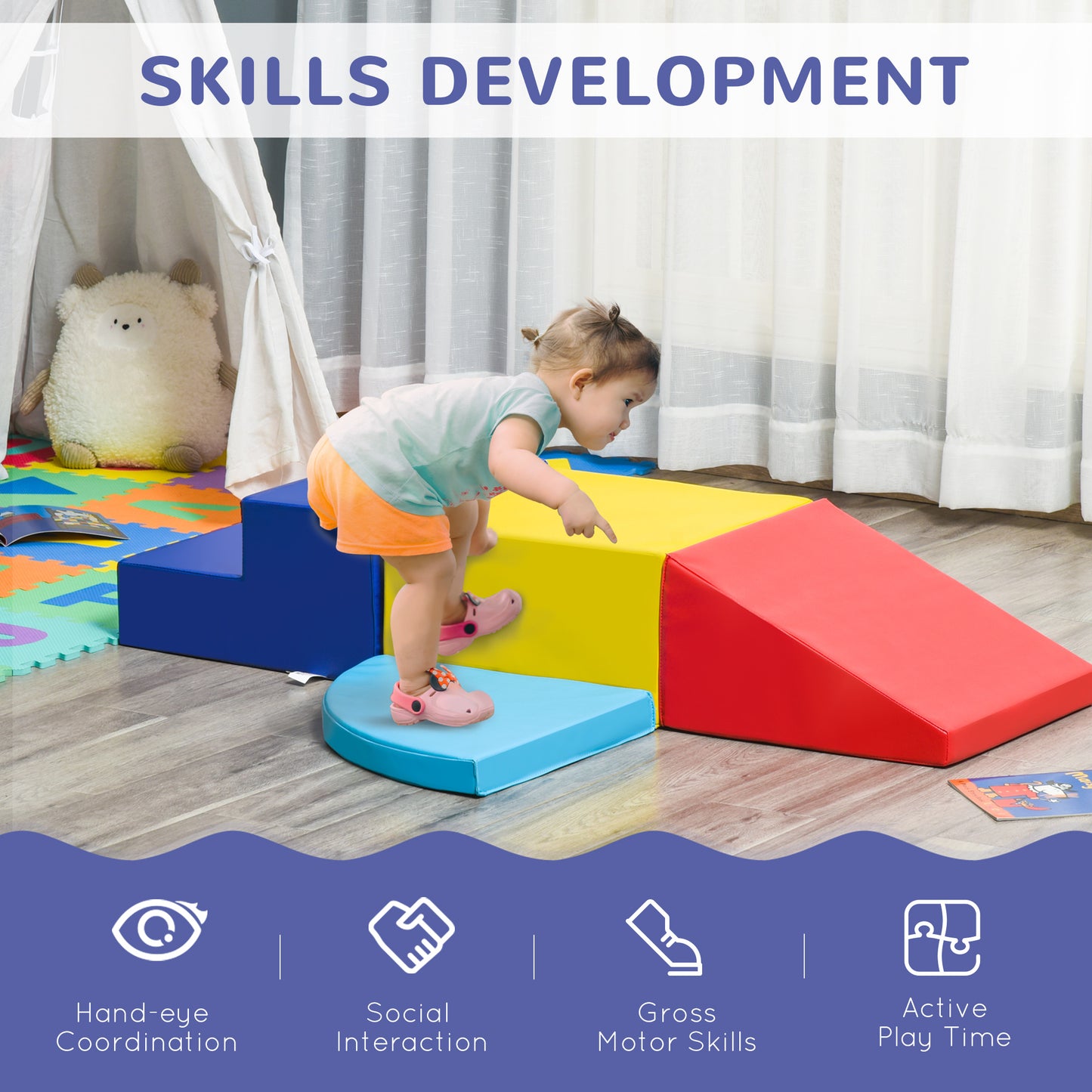 Soft Play 4-piece Climb and Crawl Foam Toddler Stairs