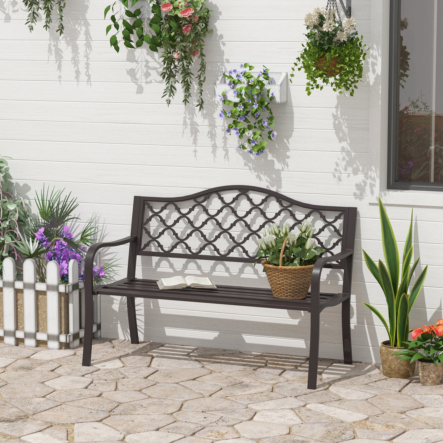 Antique Style Outdoor Cast Iron Front Porch Bench Path Chair Seat