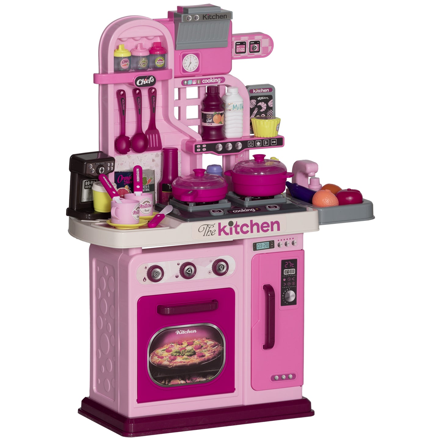 Kids Kitchen with 33 Pieces, Lights, Sounds, Storage
