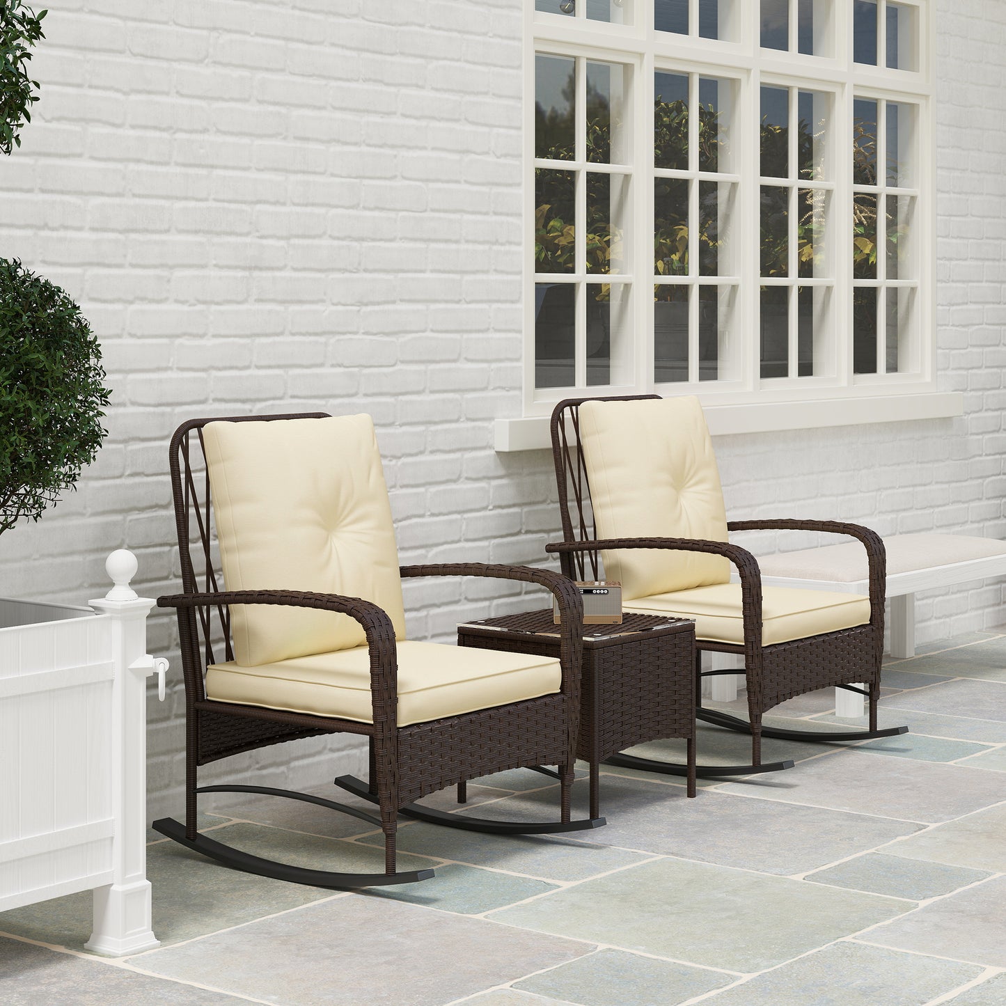 Three-Piece Rocking Chair Rattan Bistro Set