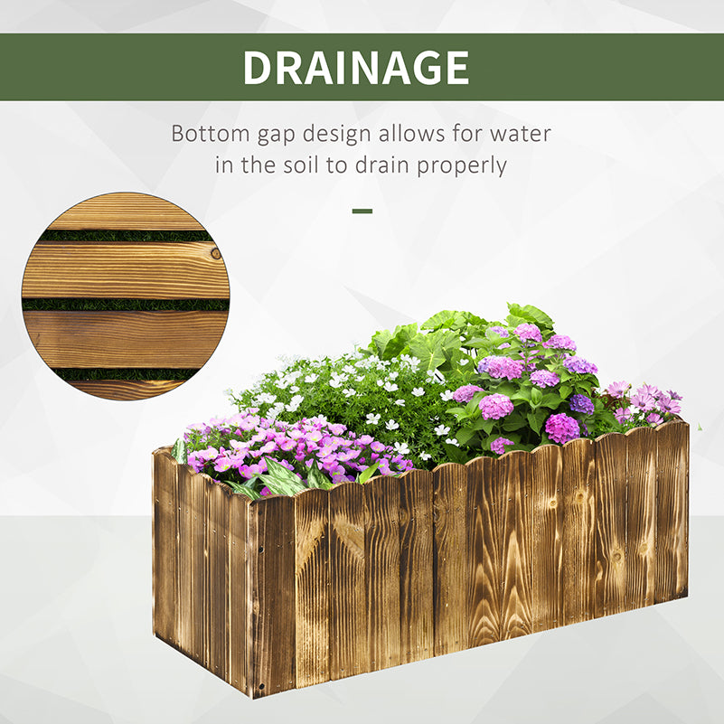 70L Raised Garden Bed, Wooden Rectangle Planter Box