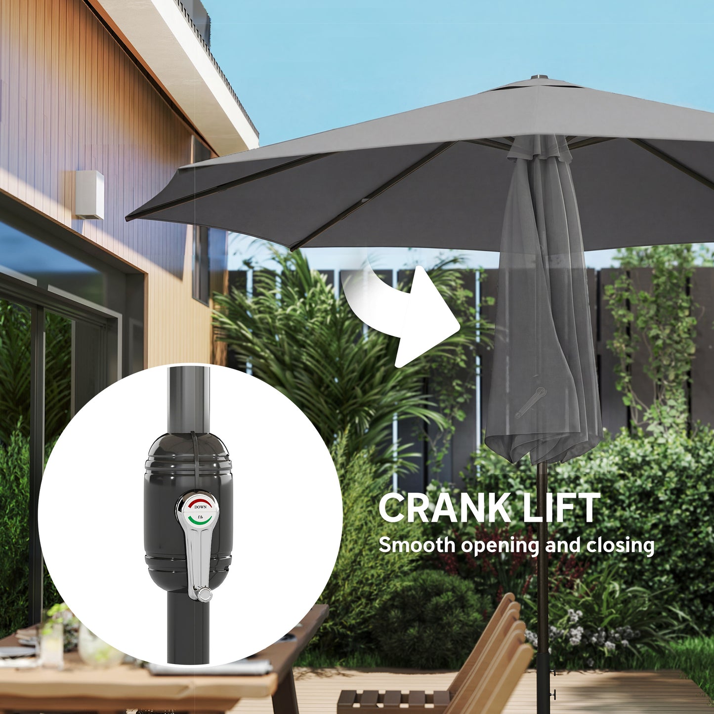 2.7 m Garden Parasol Umbrella with Cross Base and Sandbag