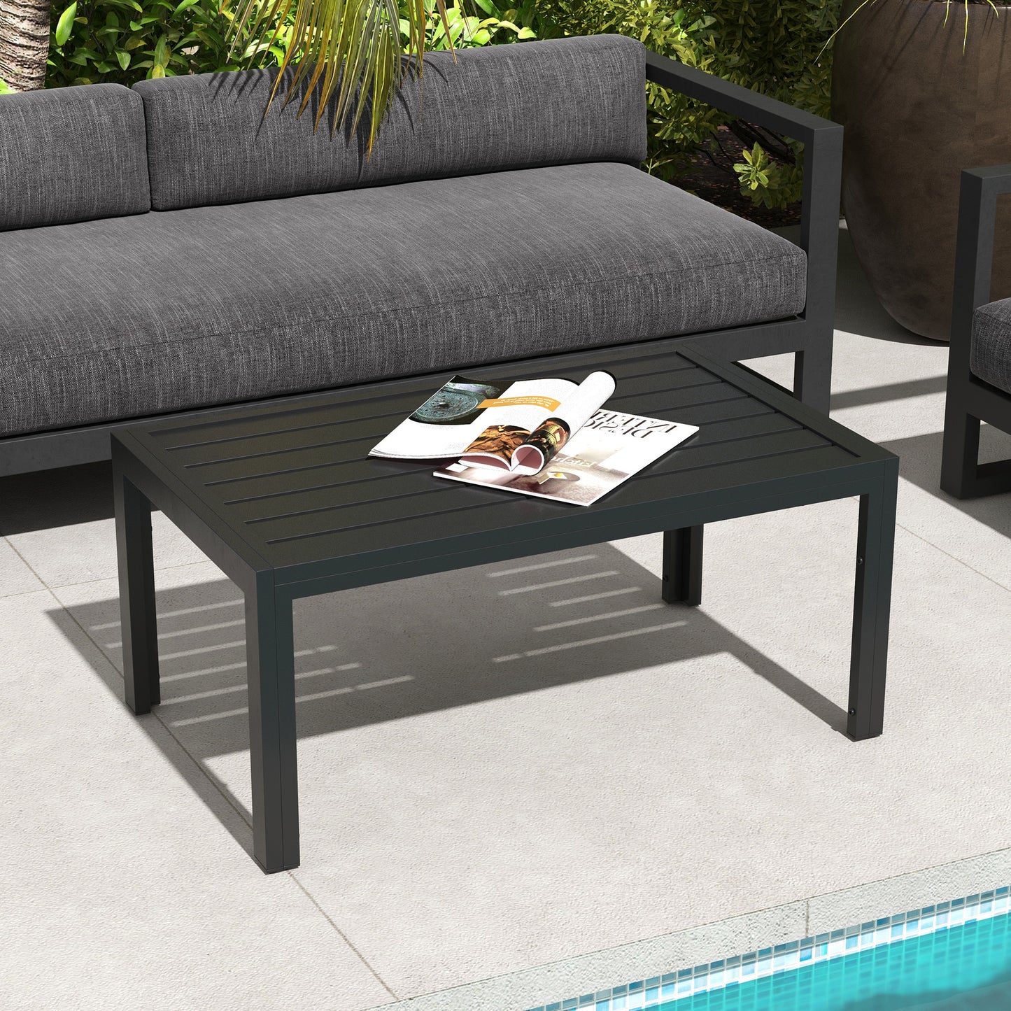 Outdoor Side Table, Rectangular Patio Coffee Side Table