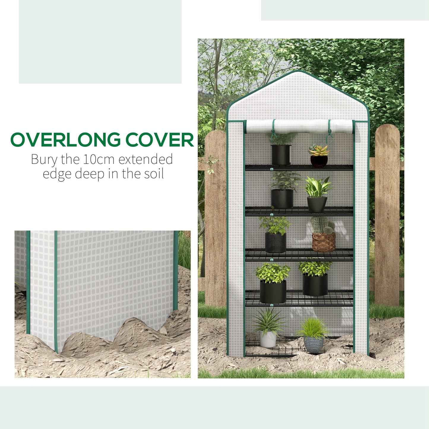5 Tier Widened Mini Greenhouse with Reinforced PE Cover