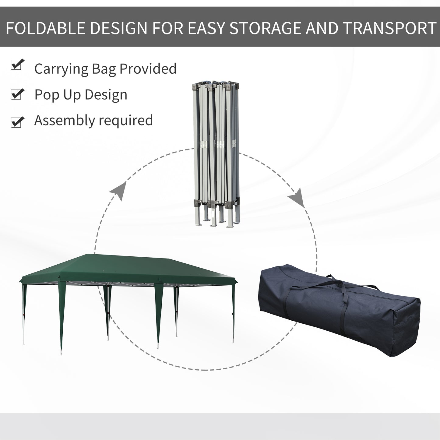 6 x 3 m Pop-Up Steel Frame Gazebo