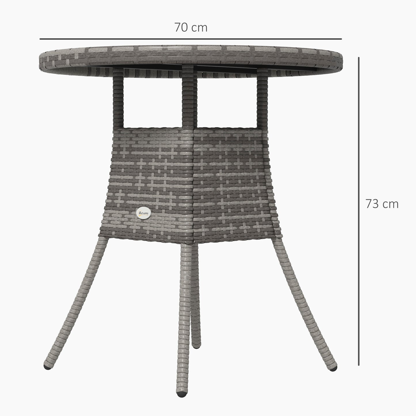 70 cm Wood-Effect Rattan Garden Table