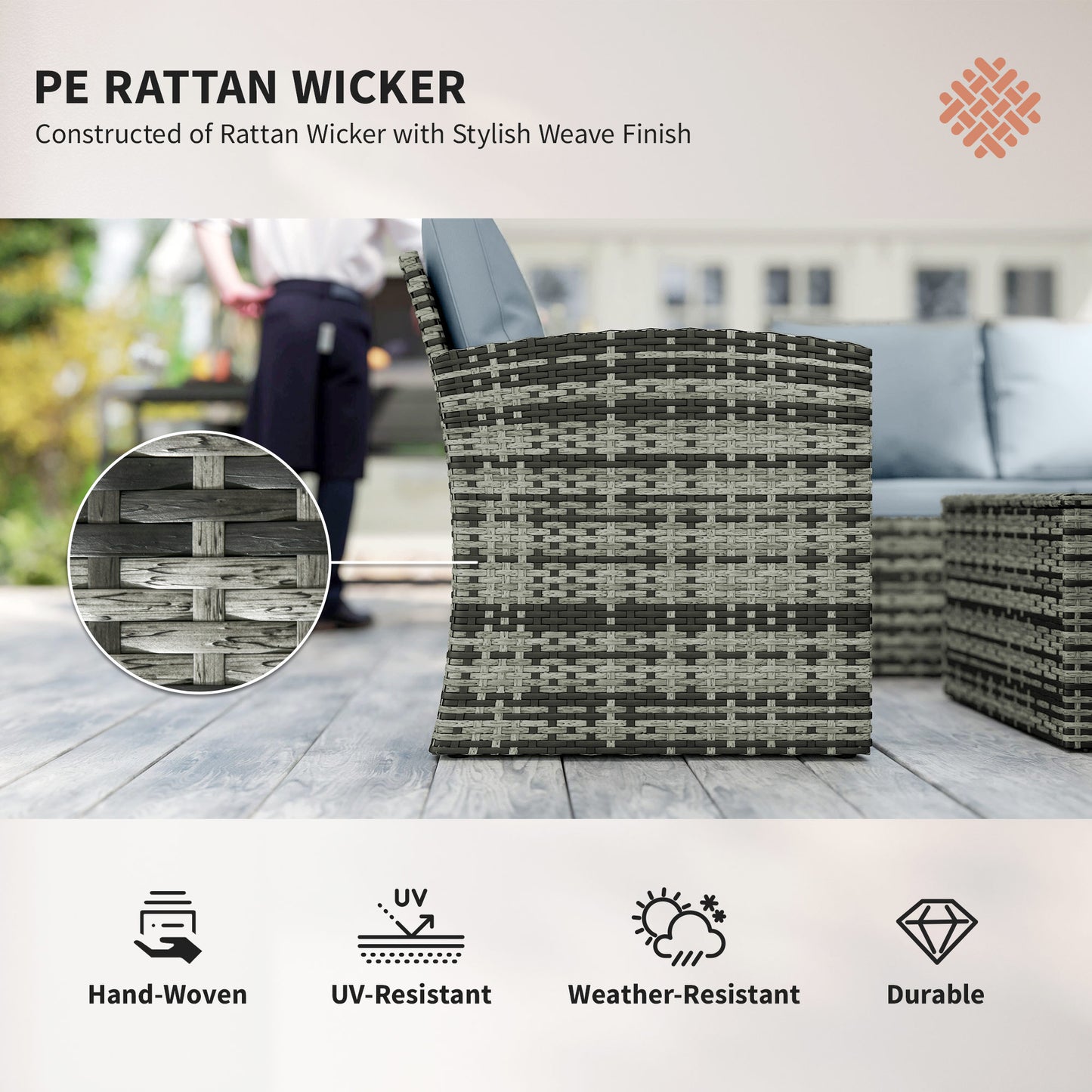 6 Pieces Rattan Garden Furniture Set