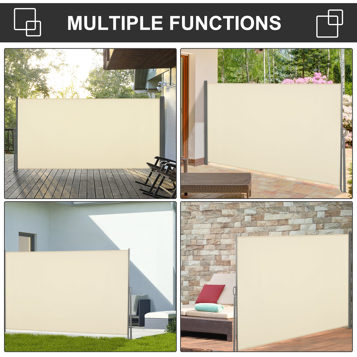 Retractable Sun Side Awning Screen Fence Patio Garden Wall Balcony (3)