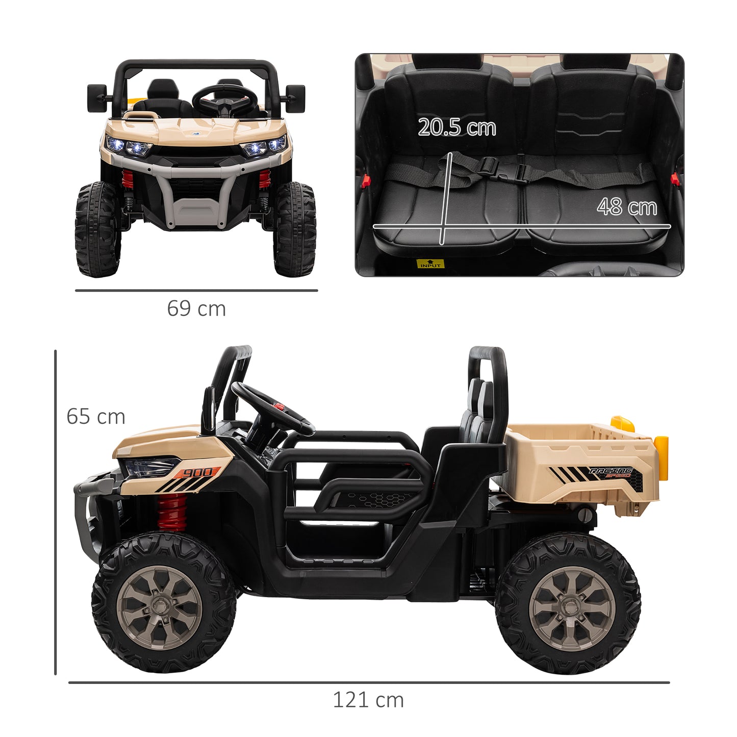 12V 2 Seater Kids Electric Ride-On Car with Electric Bucket