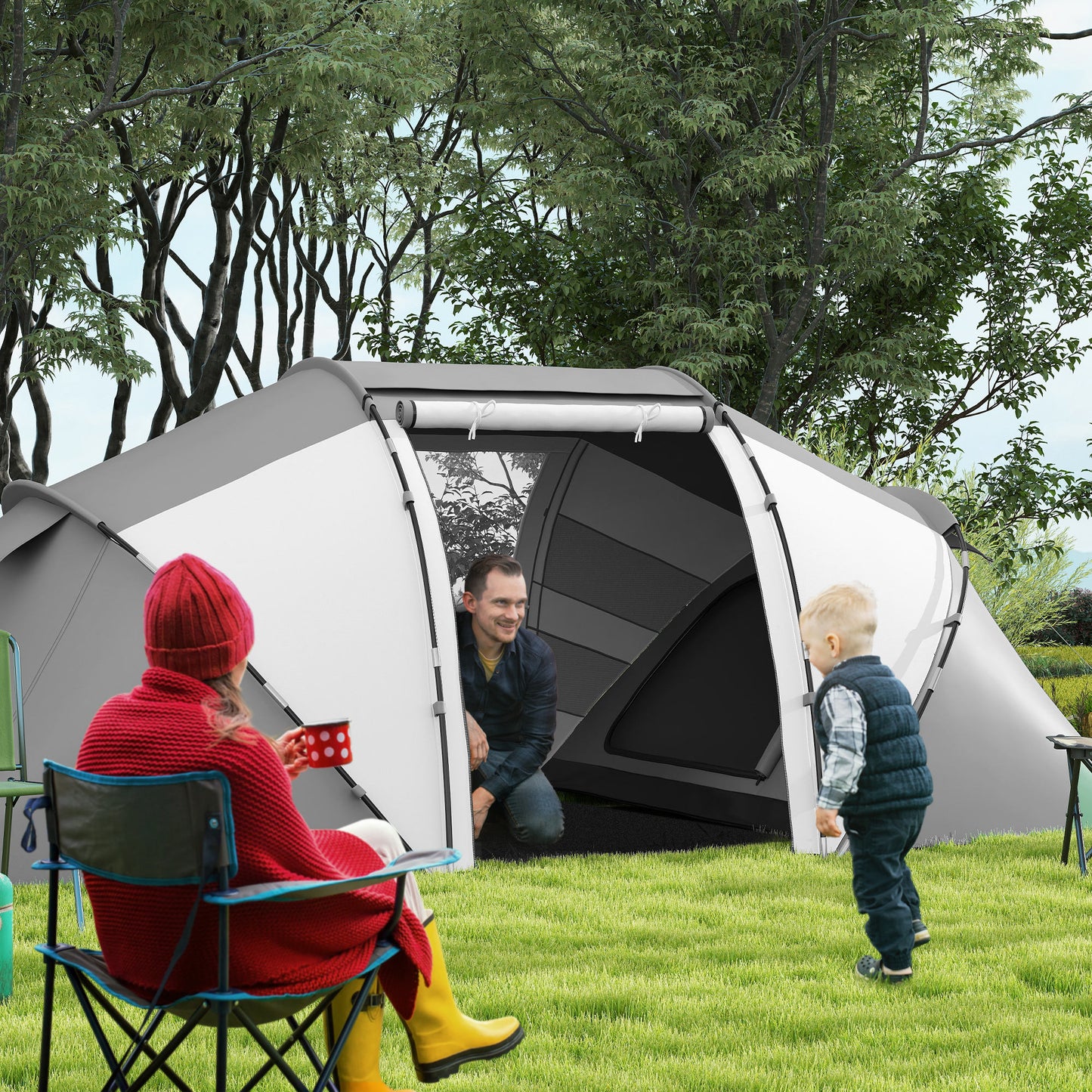 4-6 Man UV Protection Camping Tent - Charcoal Grey and
