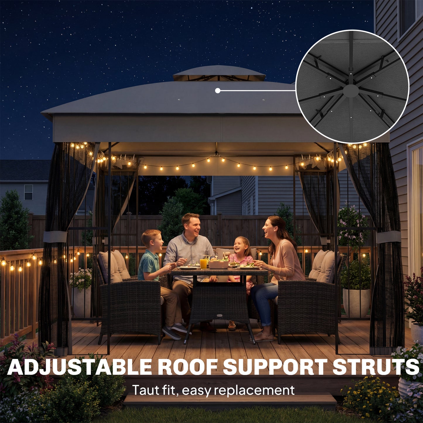 3 x 3 m Outdoor Garden Gazebo with Post Shelves