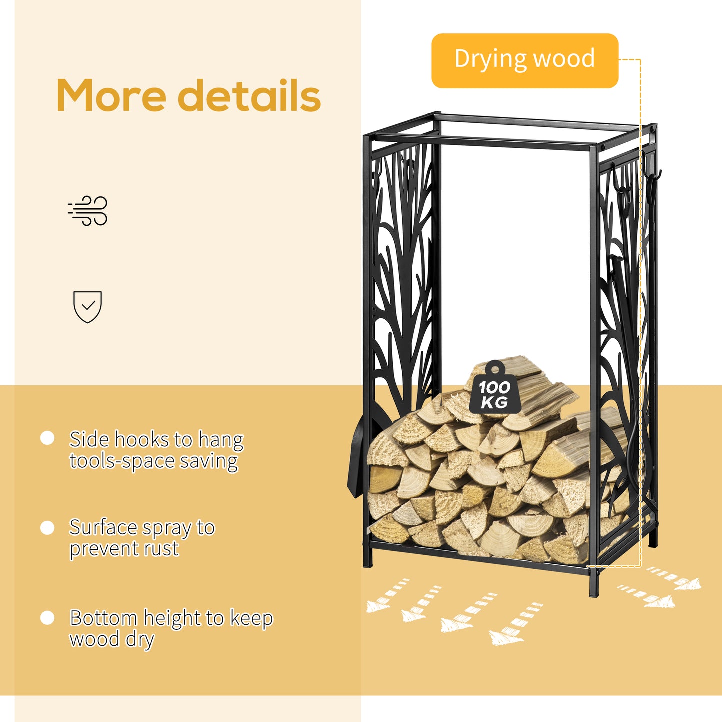 Steel Firewood Log Holder Indoor Outdoor Firewood Rack Fireplace (1)