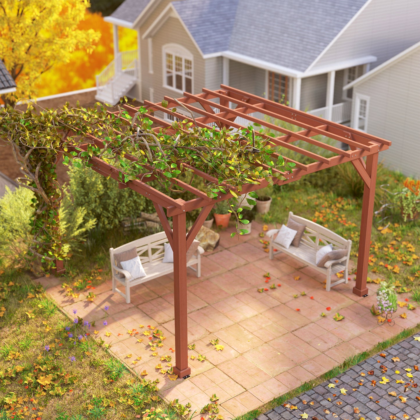 3.3 x 3.3 m Wooden Pergola Kit