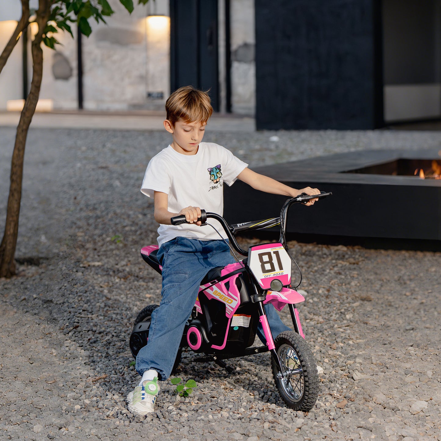 Kids Electric Motorbike, 24V Ride On Motorcycle with 3 Speeds