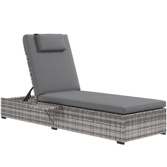 Outdoor Patio PE Rattan Lounger with Cushion