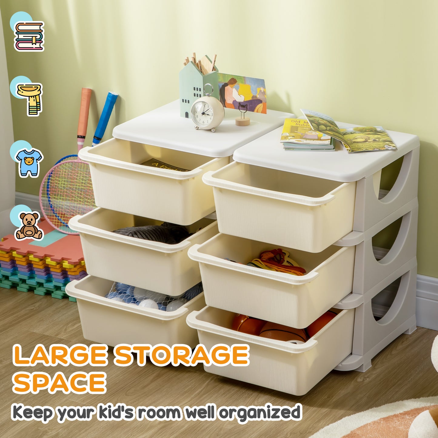 Kids Storage Unit, with Six Drawers