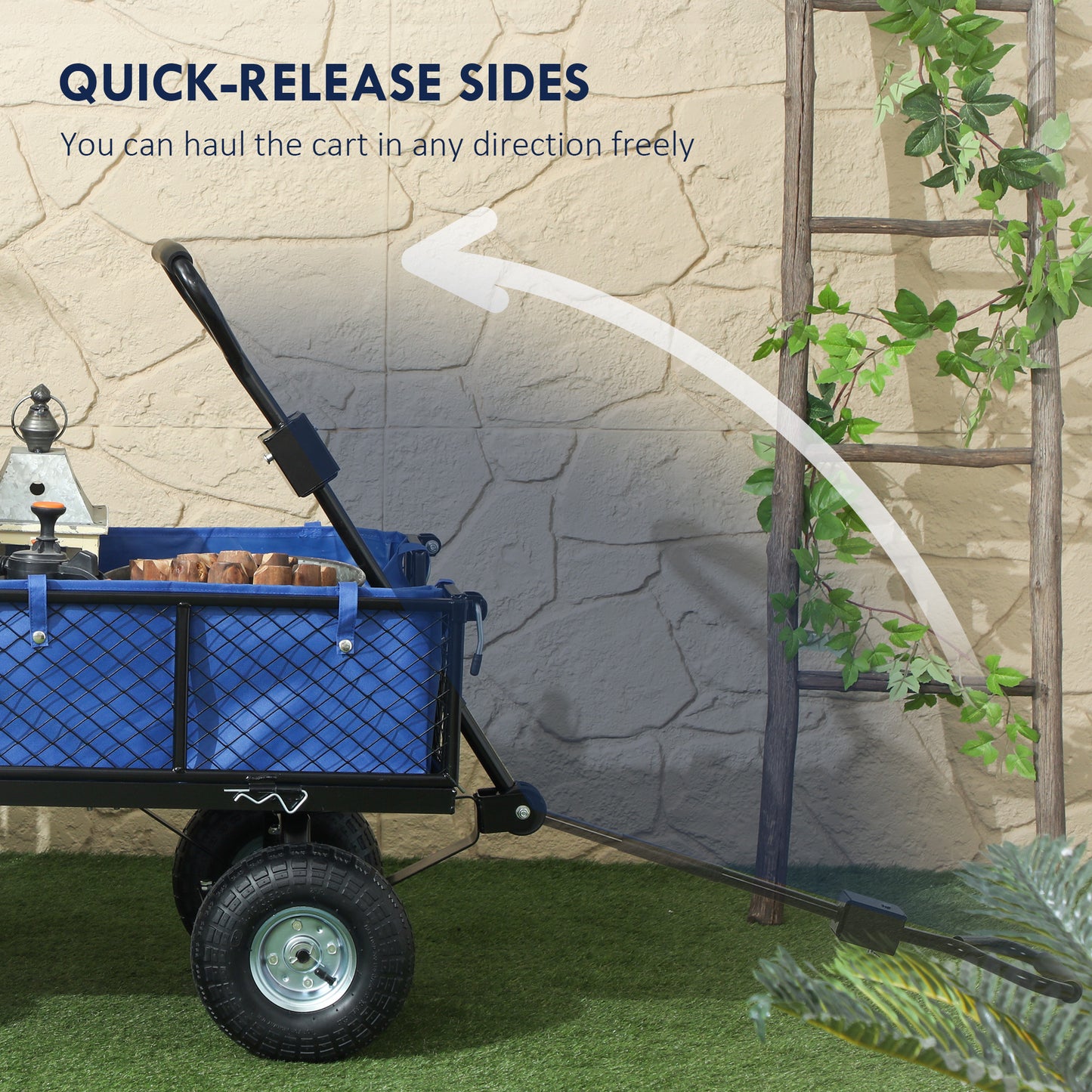114L Steel Frame Garden Cart Trolley
