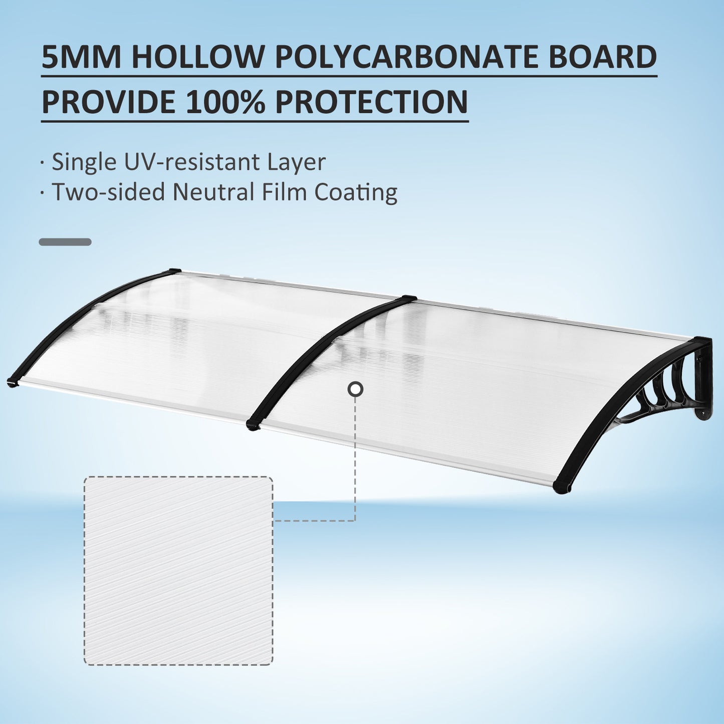 Front Door Canopy Outdoor Awning Aluminium Rigid Plastic (3)