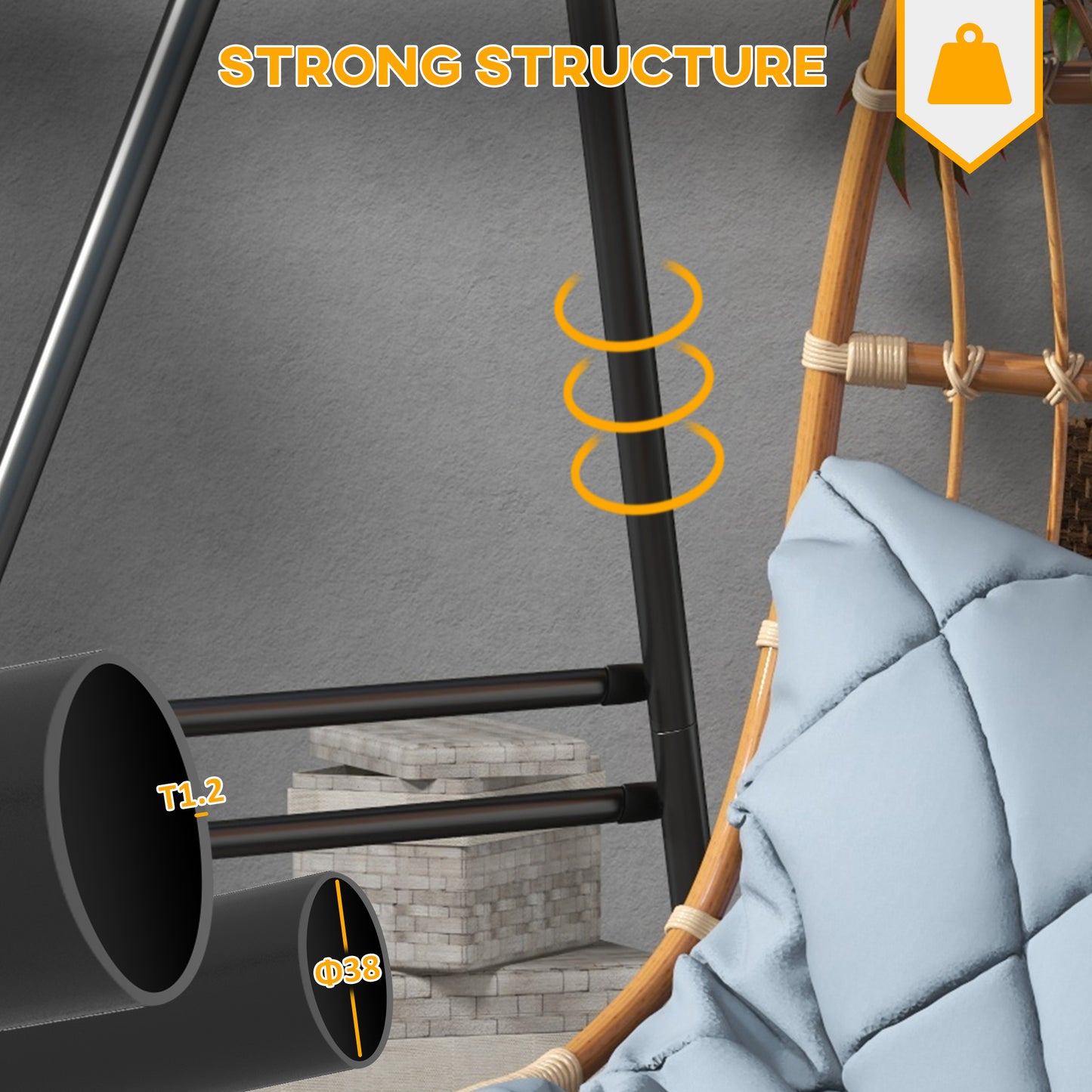 Hammock Chair Stand, Hanging Heavy Duty Metal Frame Hammock Stand