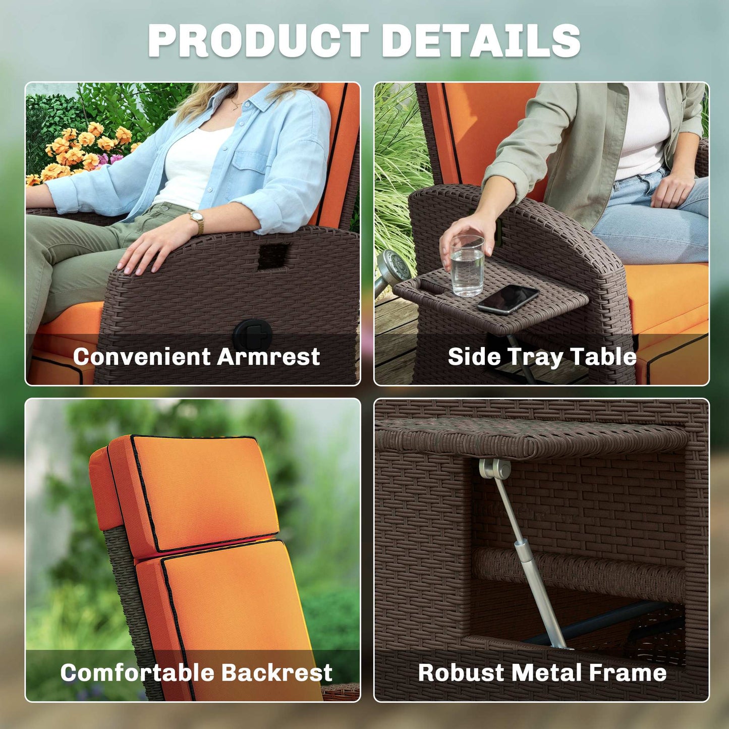 Garden Recliner with Cushion