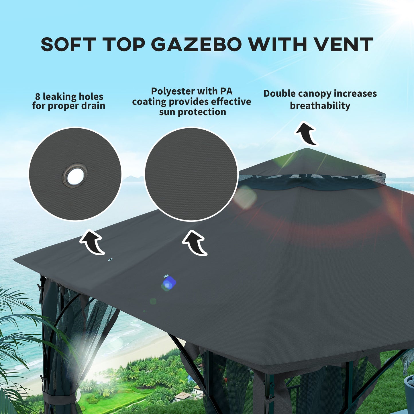 3 x 3m Garden Gazebo Patio Party Tent Shelter Outdoor Canopy Double