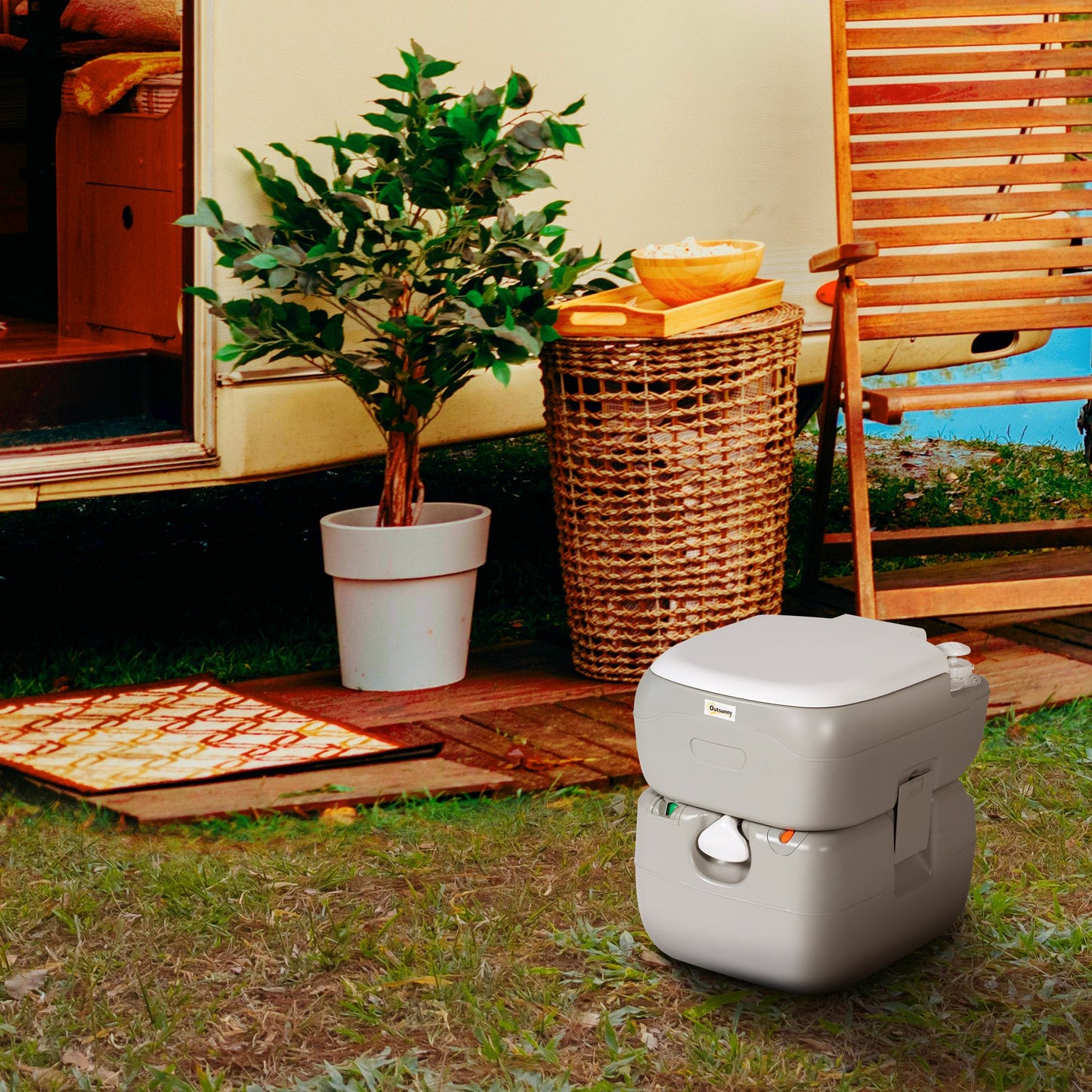 Portable Toilet for Adults, 22L Camping Toilet with Seat