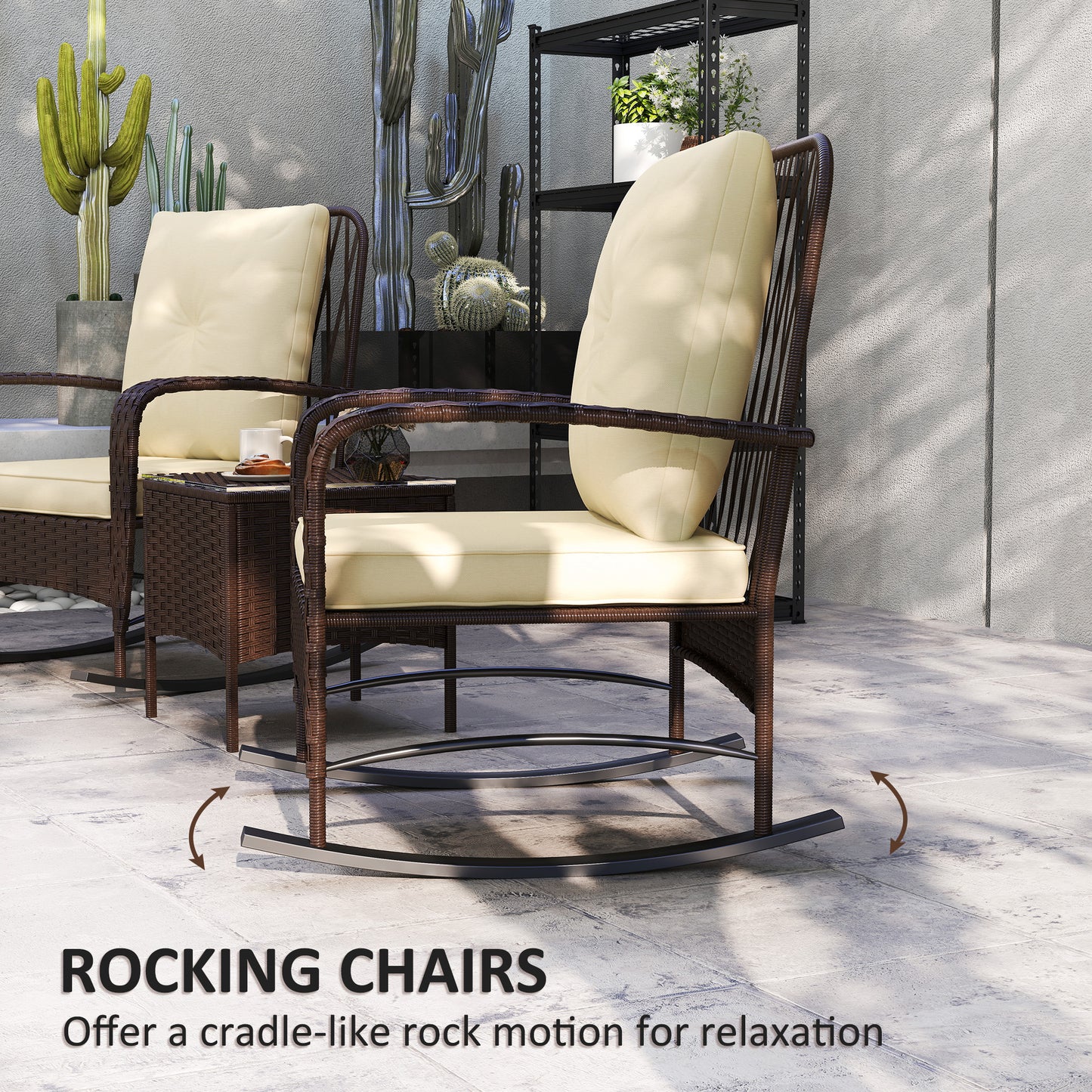 Three-Piece Rocking Chair Rattan Bistro Set