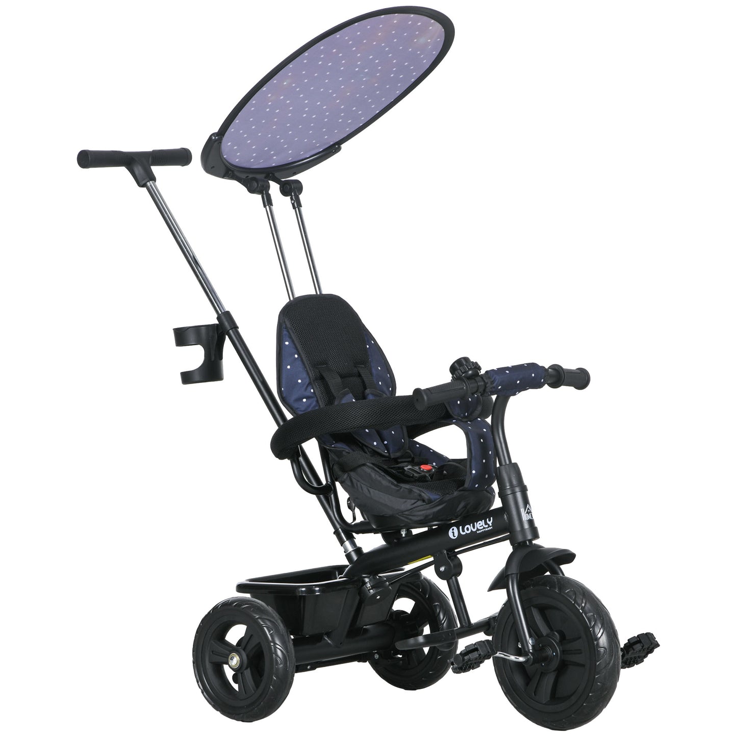 6 in 1 Tricycle for Kids with 5-point harness straps, Removable Canopy