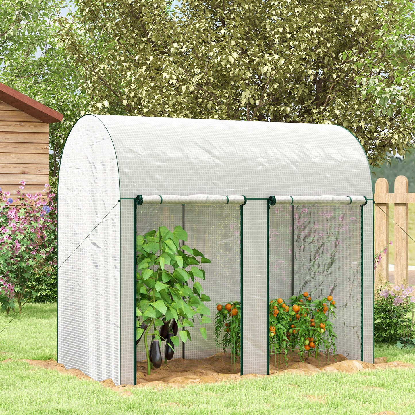 200 x 100cm Walk-In Greenhouse, with Zipped Doors