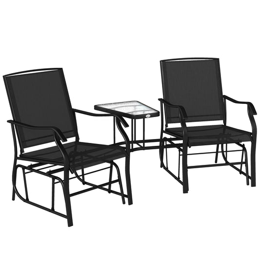 Gliding Jack and Jill Seat, with Glass-Top Table