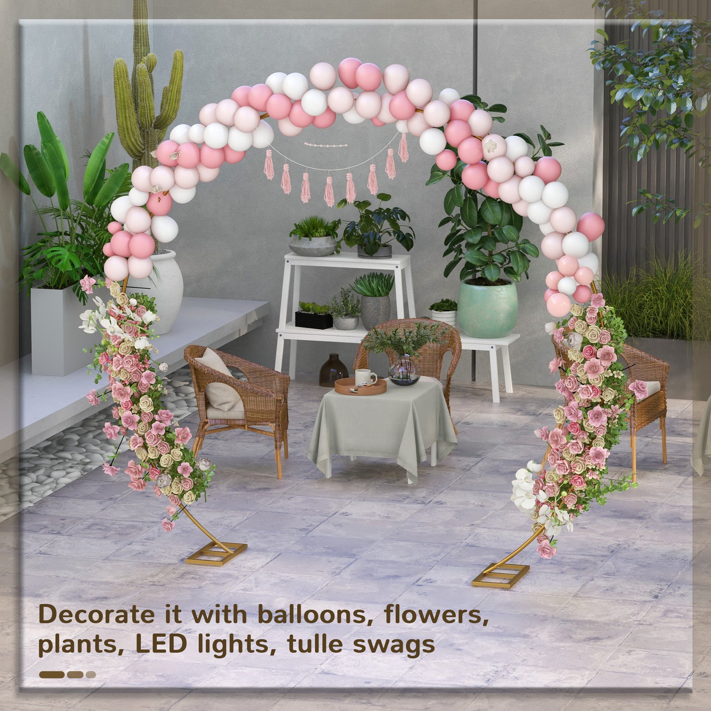 280cm Gold Backdrop Stand, Round Metal Wedding Arch