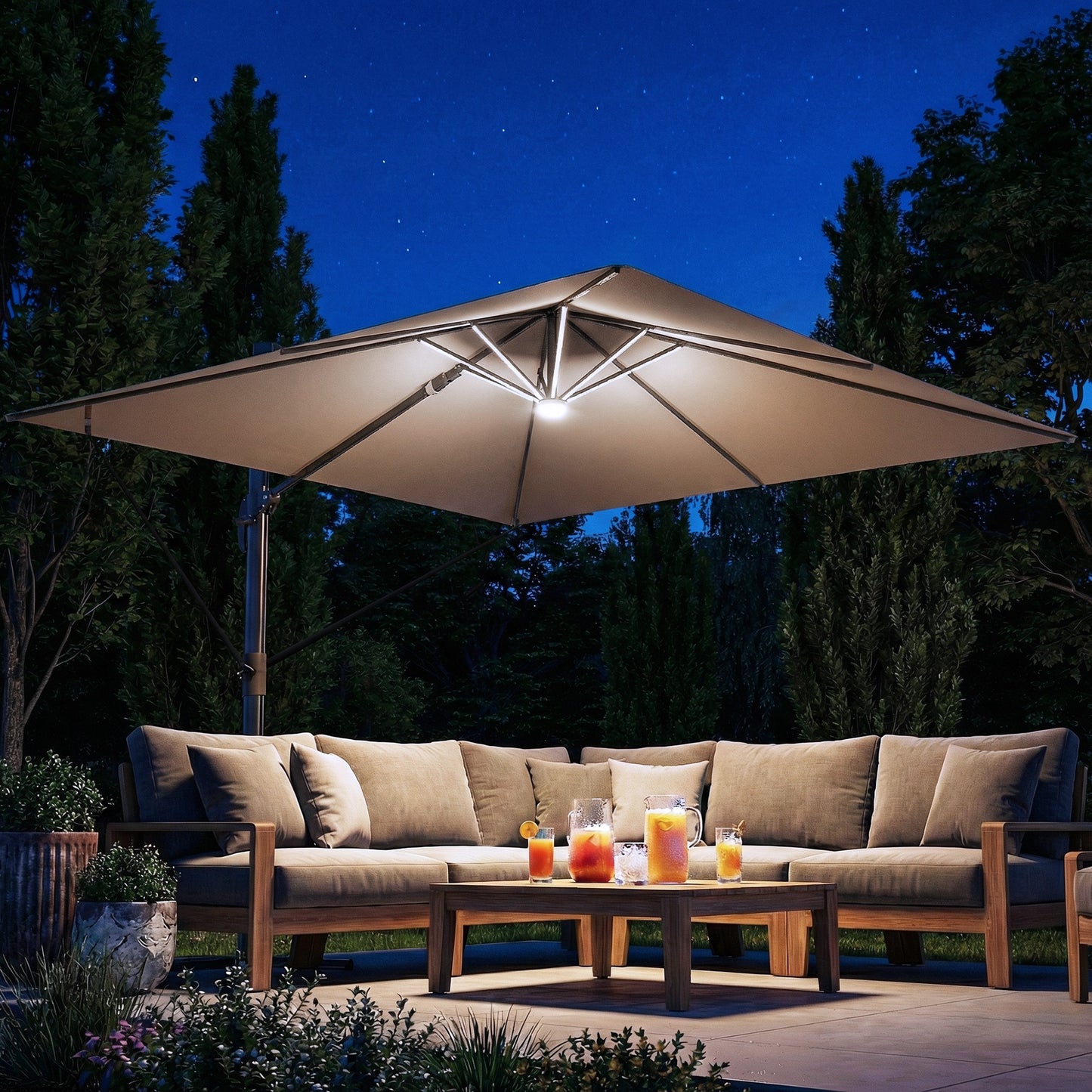 3 x 3 m Garden Cantilever Parasol with Light