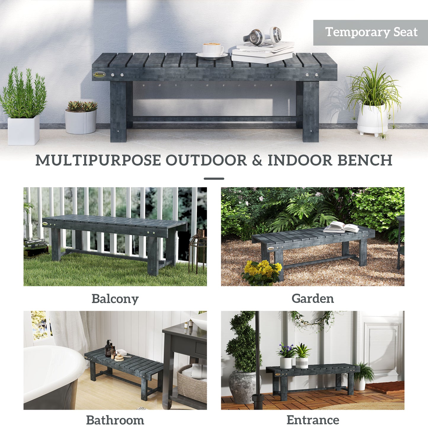 2-Seater Garden Wooden Bench