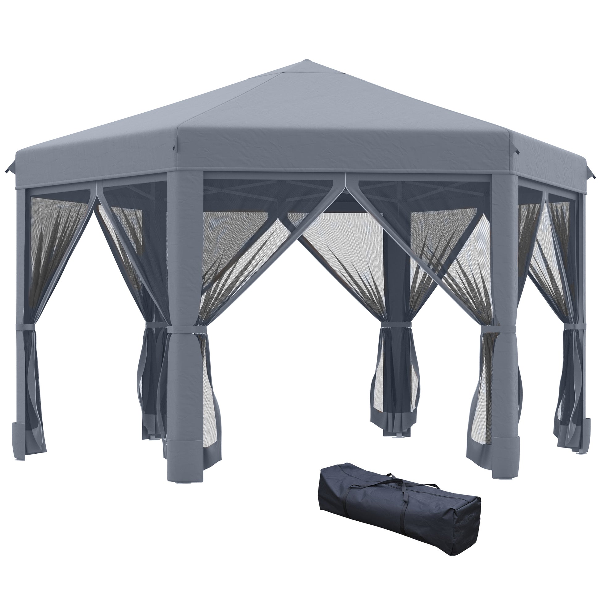 3.8m x 3.2m Pop Up Gazebo Hexagonal Canopy Tent Outdoor Sun