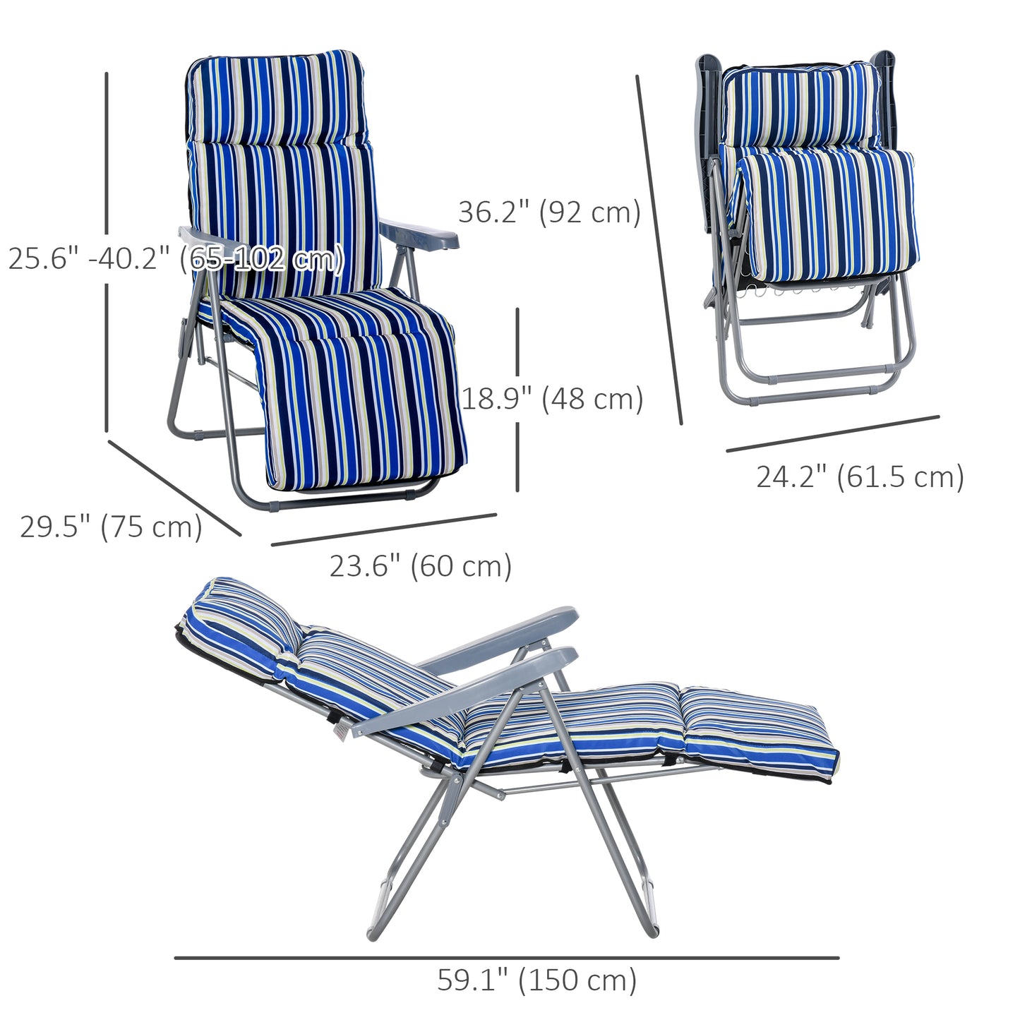 Reclining Garden Chair Set of 2