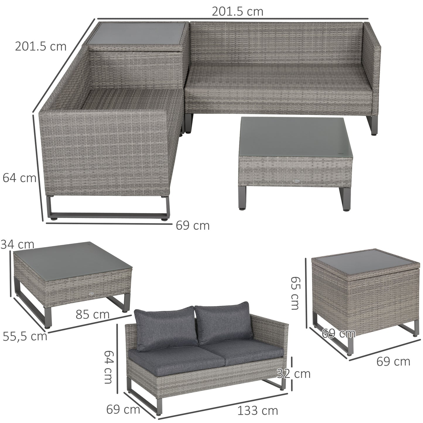 4 Pieces Rattan Garden Furniture Set (2)