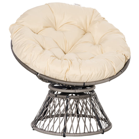 360° Swivel Rattan Moon Bowl Chair Round Lounge Garden Wicker
