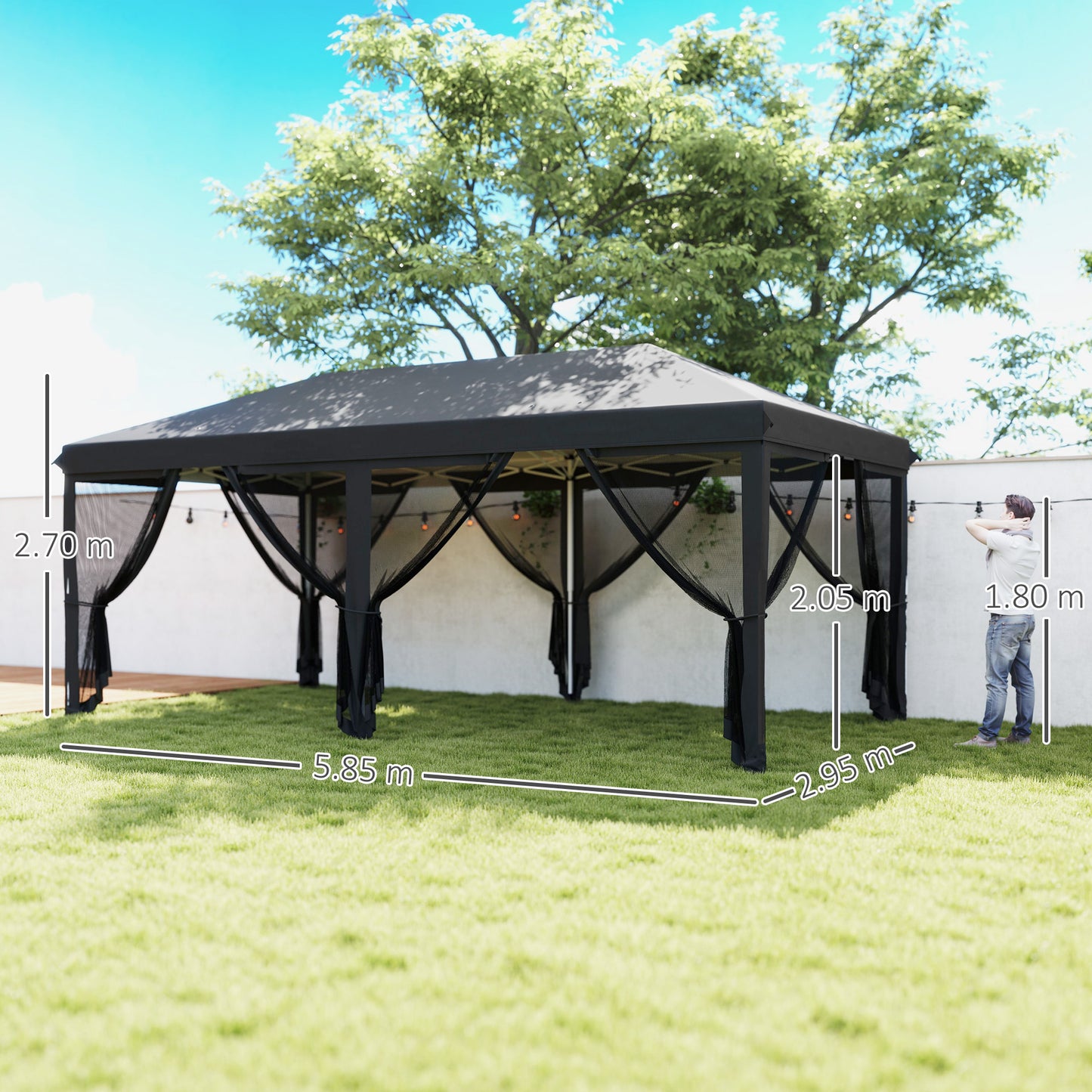 3 x 6m Pop Up Gazebo, Outdoor Canopy Shelter