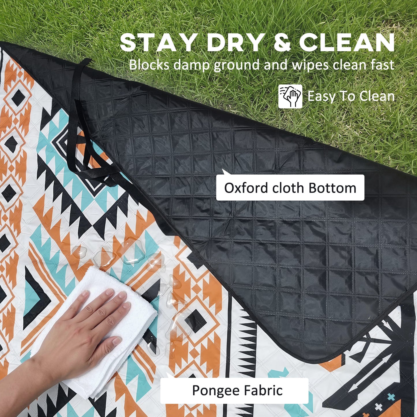 Picnic Blanket, 200x200CM Large Beach Blanket Outdoor Picnic Mat