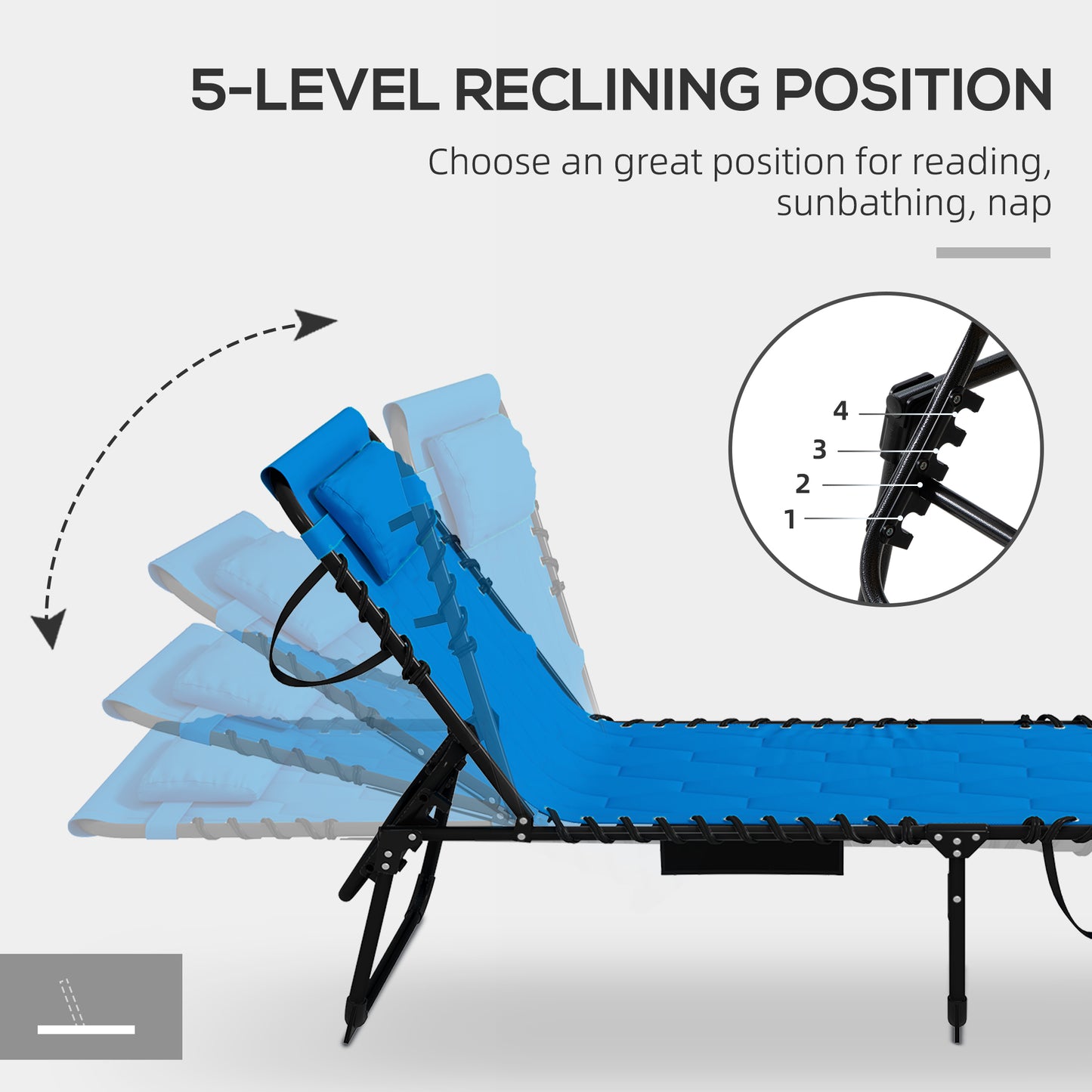 Set of Two Sun Loungers, with Five-Position Reclining Backs