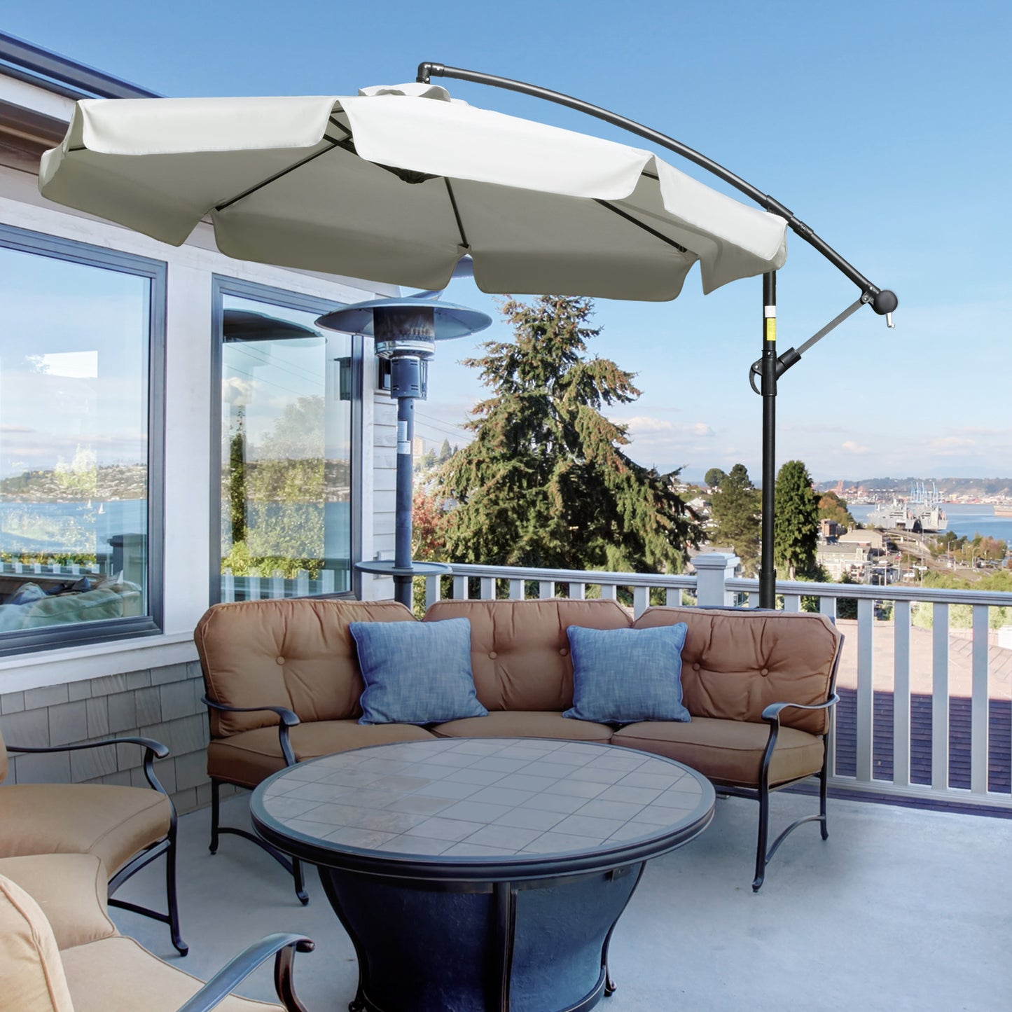 2.7m Garden Banana Parasol Cantilever Umbrella with Crank Handle